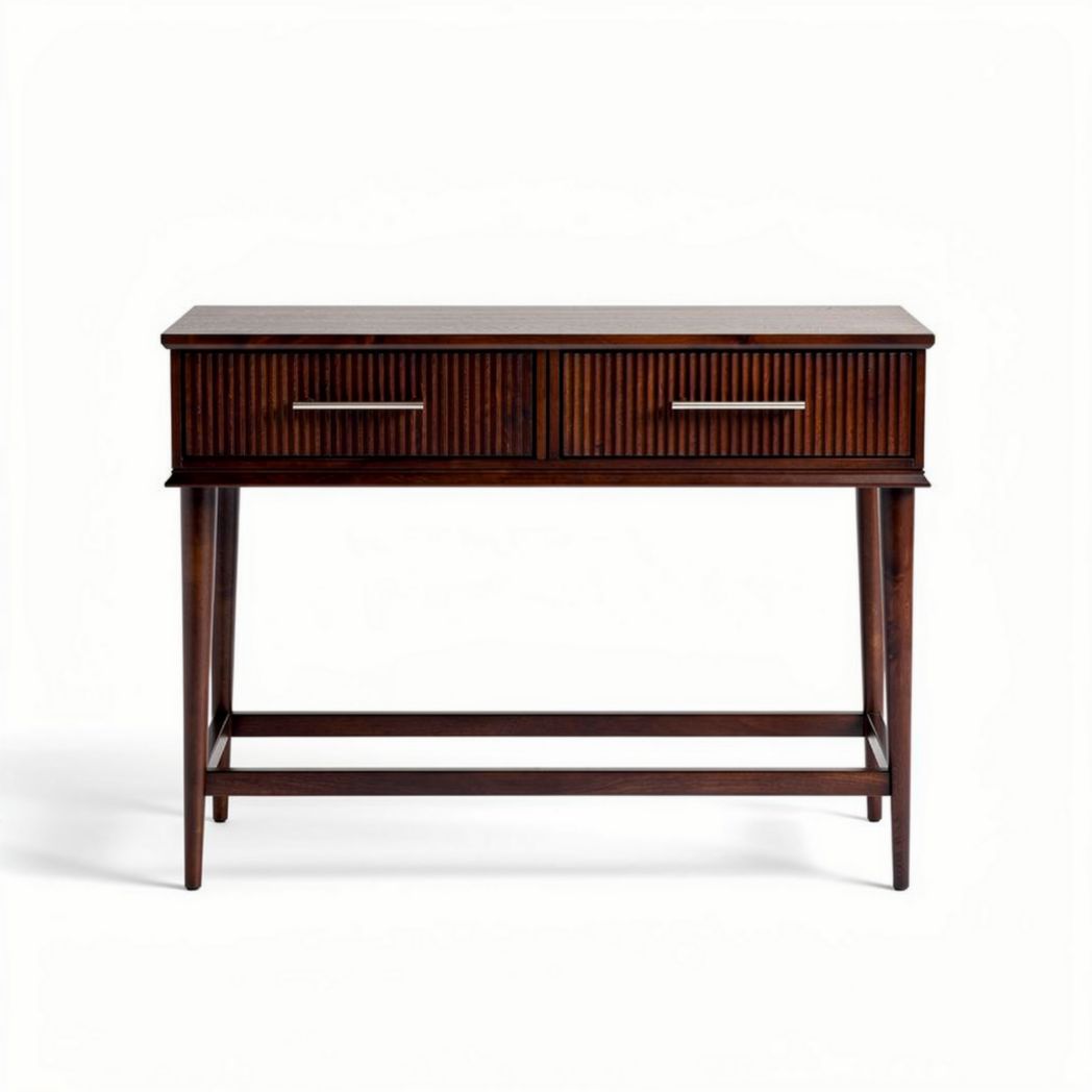 Wooden console table with two drawers and a mid-century modern design 90 x 40 x 75cm