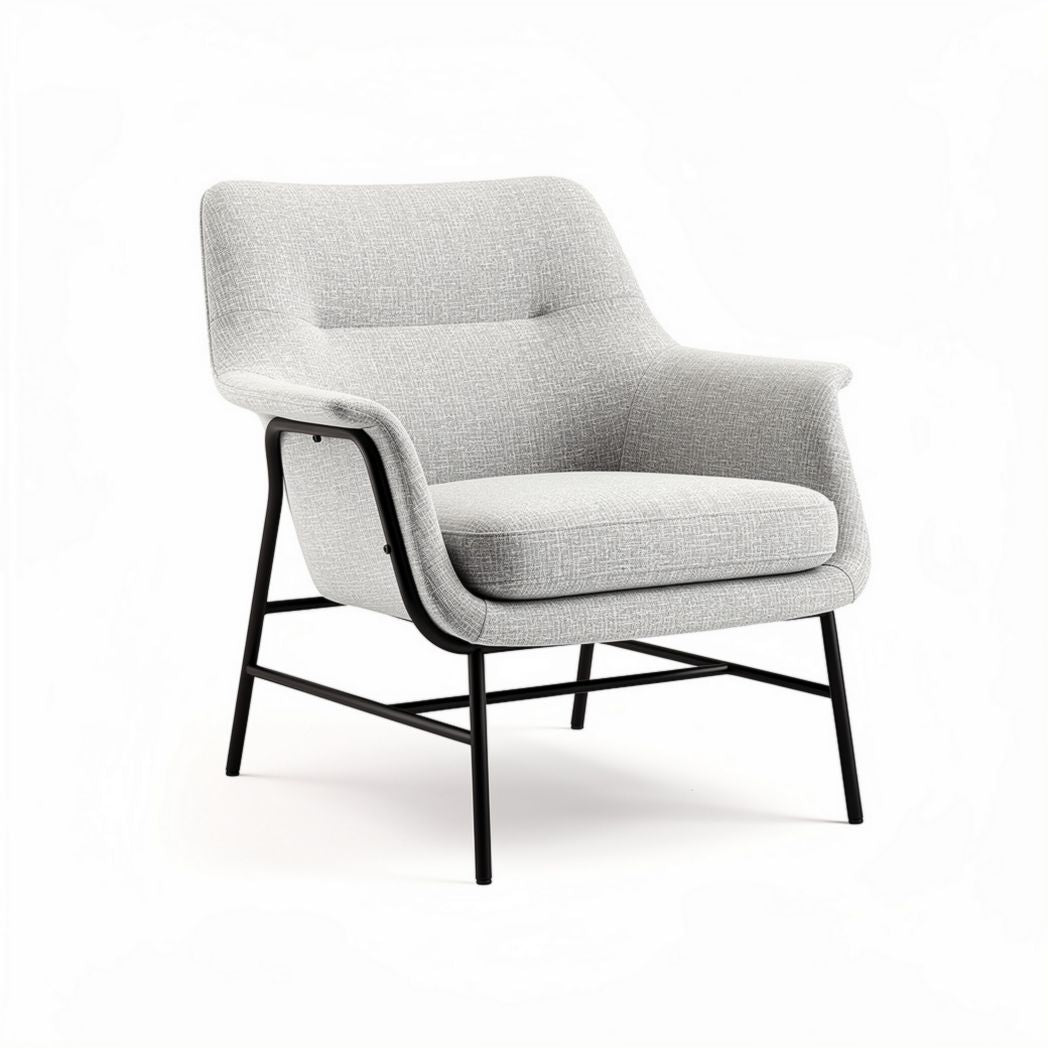Fabric accent chair with metal frame in light gray color 70 x 80 x 90cm