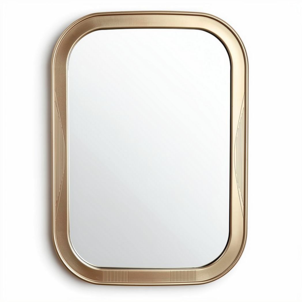 Gold framed rectangular wall mirror with dimensions 80 x 50 x 2cm