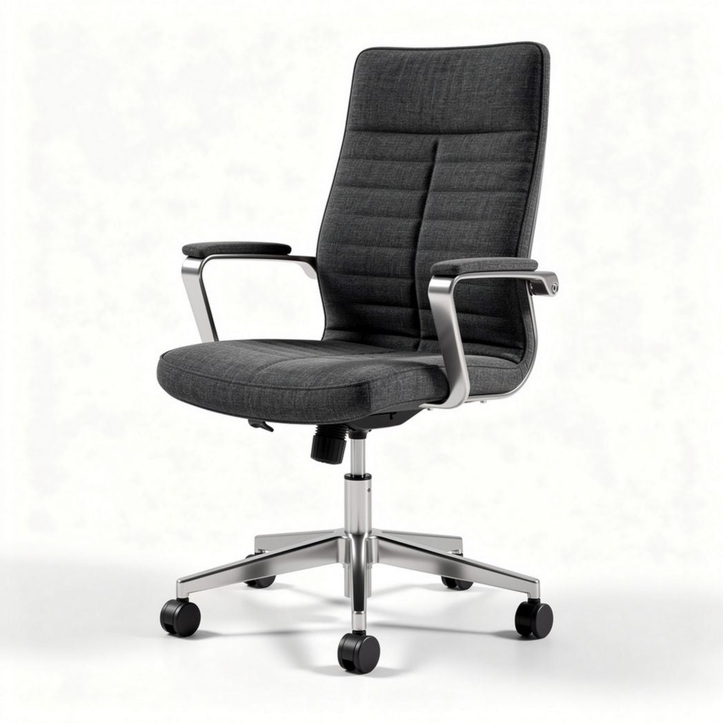 Ergonomic office chair with adjustable height black fabric seat and armrests 60 x 60 x 100cm