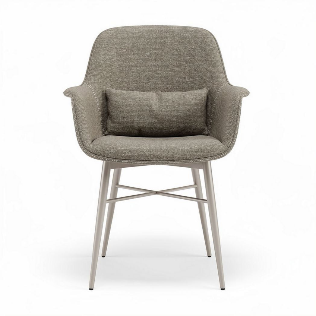 Fabric upholstered chair with armrests and metal legs 70 x 70 x 85cm