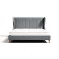 Upholstered bed frame with tufted headboard in gray fabric 210 x 160 x 100cm