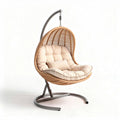Hanging rattan chair with cushion for outdoor and indoor use light brown 100 x 85 x 120cm