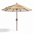 Outdoor patio umbrella with beige fabric 9 feet and sturdy metal frame