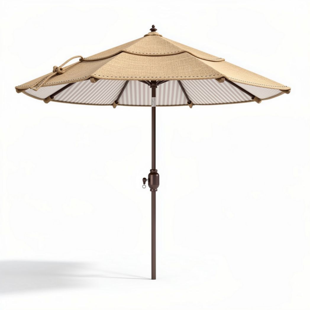 Outdoor patio umbrella with beige fabric 9 feet and sturdy metal frame