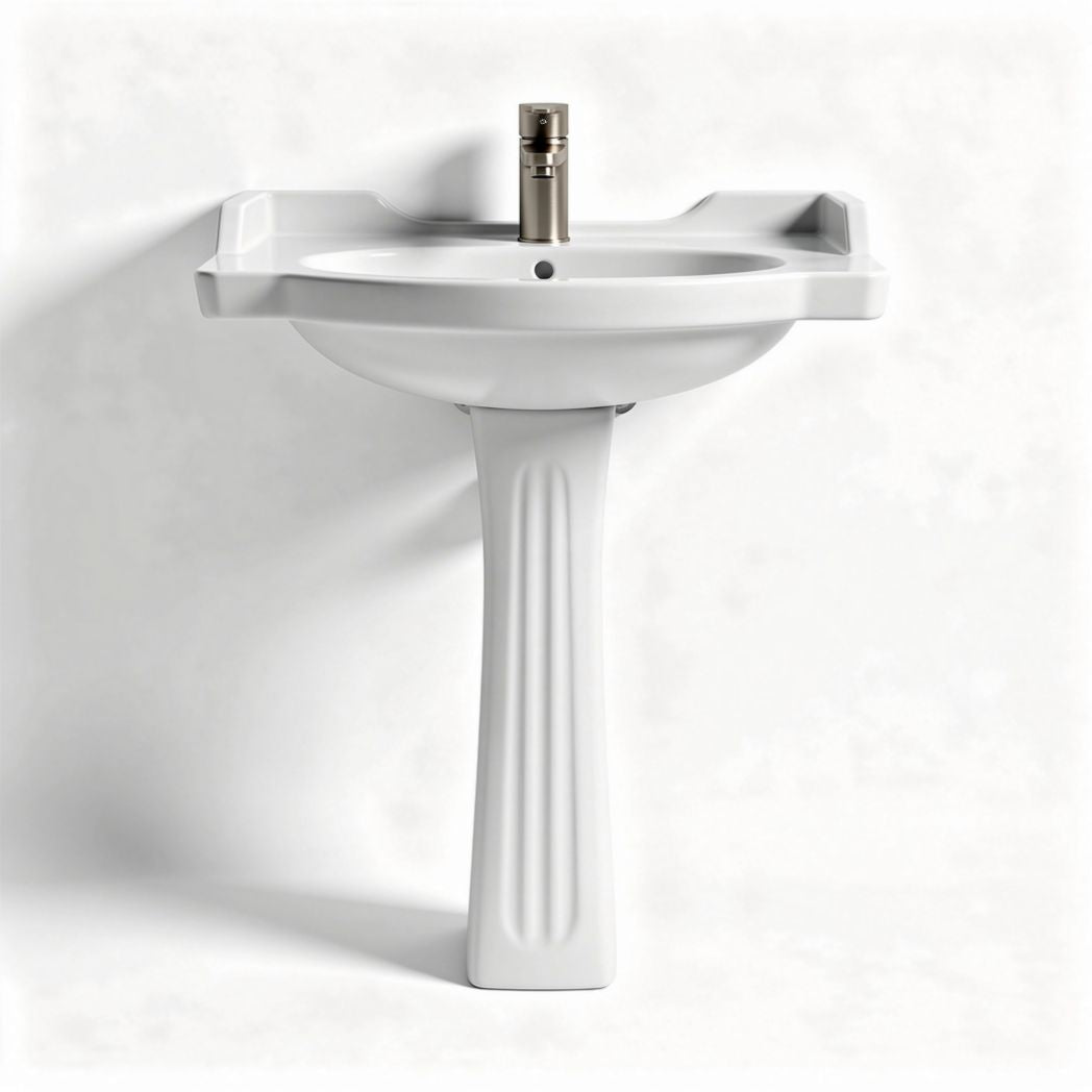 Ceramic wall-mounted bathroom sink with modern design 60 x 45 x 85cm
